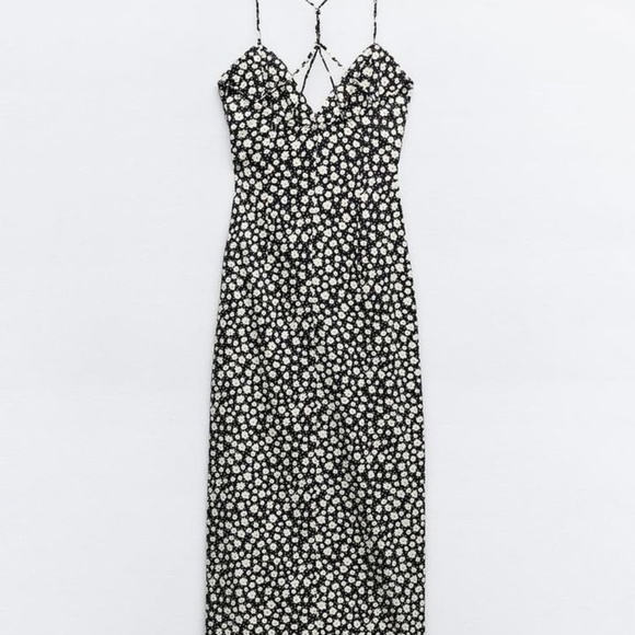 Zara floral midi dress linen blend - Picture 4 of 12